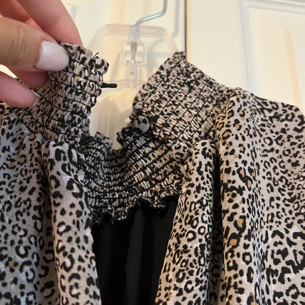 1.STATE Leopard Print Sleeveless Ruffle Dress - Picture 3 of 6